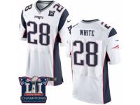 Men's Nike New England Patriots #28 James White Elite White Super Bowl LI Champions NFL Jersey