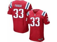 Men's Nike New England Patriots #33 Kevin Faulk Elite Red Alternate NFL Jersey