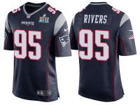 NEW ENGLAND PATRIOTS #95 DEREK RIVERS NAVY SUPER BOWL LII BOUND GAME JERSEY