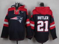 NFL New England Patriots (CB) #21 Malcolm Butler Men Navy Blue Pullover Hoodie
