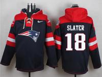 NFL New England Patriots (WR) #18 Matthew Slater Men Navy Blue Pullover Hoodie