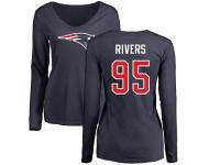 Nike Derek Rivers Navy Blue Name & Number Logo Slim Fit Women's - NFL New England Patriots #95 Long Sleeve T-Shirt