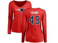Nike Donald Trump Red Name & Number Logo Slim Fit Women's - NFL New England Patriots #45 Long Sleeve T-Shirt