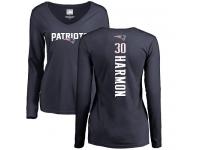 Nike Duron Harmon Navy Blue Backer Slim Fit Women's - NFL New England Patriots #30 Long Sleeve T-Shirt