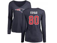 Nike Irving Fryar Navy Blue Name & Number Logo Slim Fit Women's - NFL New England Patriots #80 Long Sleeve T-Shirt