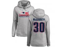 Nike Jason McCourty Heather Gray 2017 AFC Champions Women's - NFL New England Patriots #30 Pullover Hoodie