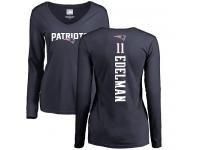 Nike Julian Edelman Navy Blue Backer Slim Fit Women's - NFL New England Patriots #11 Long Sleeve T-Shirt