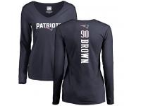 Nike Malcom Brown Navy Blue Backer Slim Fit Women's - NFL New England Patriots #90 Long Sleeve T-Shirt