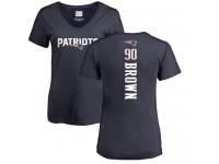 Nike Malcom Brown Navy Blue Backer Women's - NFL New England Patriots #90 T-Shirt