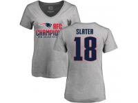 Nike Matthew Slater Heather Gray 2017 AFC Champions V-Neck Women's - NFL New England Patriots #18 T-Shirt