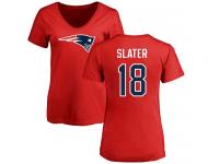 Nike Matthew Slater Red Name & Number Logo Slim Fit Women's - NFL New England Patriots #18 T-Shirt