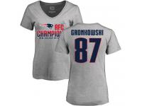 Nike Rob Gronkowski Heather Gray 2017 AFC Champions V-Neck Women's - NFL New England Patriots #87 T-Shirt