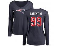 Nike Vincent Valentine Navy Blue Name & Number Logo Slim Fit Women's - NFL New England Patriots #99 Long Sleeve T-Shirt
