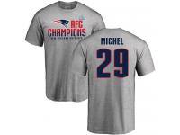 Sony Michel Heather Gray _ Nike NFL New England Patriots T-Shirt 2017 AFC Champions V-Neck #26