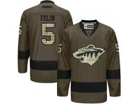 Wild #5 Christian Folin Green Salute to Service Stitched NHL Jersey