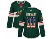 Women Adidas Minnesota Wild #10 Chris Stewart Green USA Flag Fashion NHL Jersey