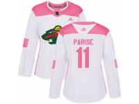 Women Adidas Minnesota Wild #11 Zach Parise White/Pink Fashion NHL Jersey