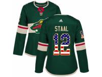 Women Adidas Minnesota Wild #12 Eric Staal Green USA Flag Fashion NHL Jersey