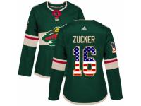 Women Adidas Minnesota Wild #16 Jason Zucker Green USA Flag Fashion NHL Jersey