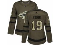 Women Adidas Minnesota Wild #19 Luke Kunin Green Salute to Service NHL Jersey