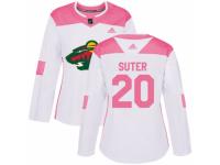Women Adidas Minnesota Wild #20 Ryan Suter White/Pink Fashion NHL Jersey