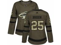 Women Adidas Minnesota Wild #25 Jonas Brodin Green Salute to Service NHL Jersey