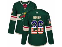Women Adidas Minnesota Wild #26 Daniel Winnik Green USA Flag Fashion NHL Jersey