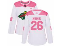Women Adidas Minnesota Wild #26 Daniel Winnik White/Pink Fashion NHL Jersey