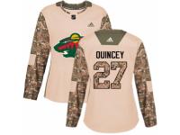 Women Adidas Minnesota Wild #27 Kyle Quincey Camo Veterans Day Practice NHL Jersey