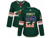 Women Adidas Minnesota Wild #27 Kyle Quincey Green USA Flag Fashion NHL Jersey