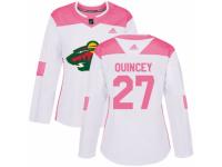 Women Adidas Minnesota Wild #27 Kyle Quincey White/Pink Fashion NHL Jersey