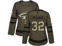Women Adidas Minnesota Wild #32 Alex Stalock Green Salute to Service NHL Jersey