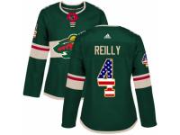 Women Adidas Minnesota Wild #4 Mike Reilly Green USA Flag Fashion NHL Jersey