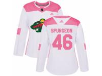 Women Adidas Minnesota Wild #46 Jared Spurgeon White/Pink Fashion NHL Jersey