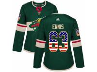 Women Adidas Minnesota Wild #63 Tyler Ennis Green USA Flag Fashion NHL Jersey