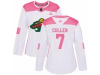 Women Adidas Minnesota Wild #7 Matt Cullen White/Pink Fashion NHL Jersey