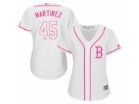 Women Majestic Boston Red Sox #45 Pedro Martinez White Fashion MLB Jersey