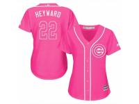 Women Majestic Chicago Cubs #22 Jason Heyward Pink Fashion MLB Jersey
