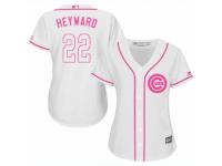 Women Majestic Chicago Cubs #22 Jason Heyward White Fashion MLB Jersey