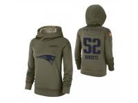 Women New England Patriots #52 Elandon Roberts 2018 Salute to Service Olive Team Logo Pullover Hoodie