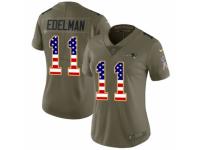 Women Nike New England Patriots #11 Julian Edelman Limited Olive/USA Flag 2017 Salute to Service NFL Jersey