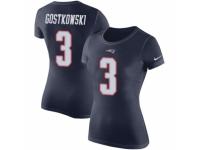 Women Nike New England Patriots #3 Stephen Gostkowski Navy Blue Rush Pride Name & Number T-Shirt