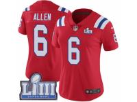 Women Nike New England Patriots #6 Ryan Allen Red Alternate Vapor Untouchable Limited Player Super Bowl LIII Bound NFL Jersey