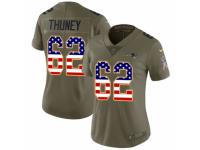 Women Nike New England Patriots #62 Joe Thuney Limited Olive/USA Flag 2017 Salute to Service NFL Jersey