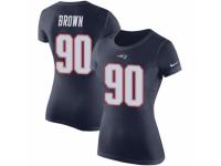 Women Nike New England Patriots #90 Malcom Brown Navy Blue Rush Pride Name & Number T-Shirt