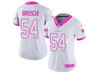 Women's Limited Tedy Bruschi #54 Nike White Pink Jersey - NFL New England Patriots Rush Fashion