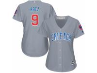 Women's Majestic Chicago Cubs #9 Javier Baez Grey Road MLB Jersey