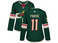 Women's Minnesota Wild #11 Zach Parise Adidas Green Home Authentic NHL Jersey