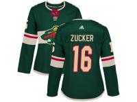 Women's Minnesota Wild #16 Jason Zucker Adidas Green Home Authentic NHL Jersey