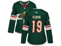 Women's Minnesota Wild #19 Luke Kunin Adidas Green Home Authentic NHL Jersey